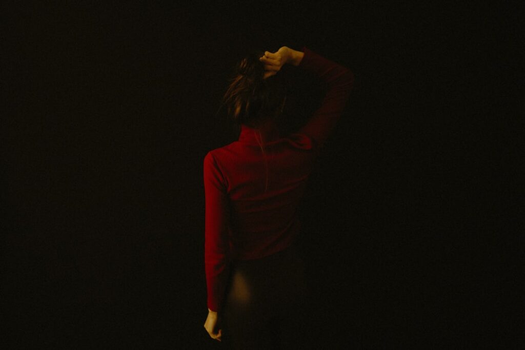 red long-sleeved shirt